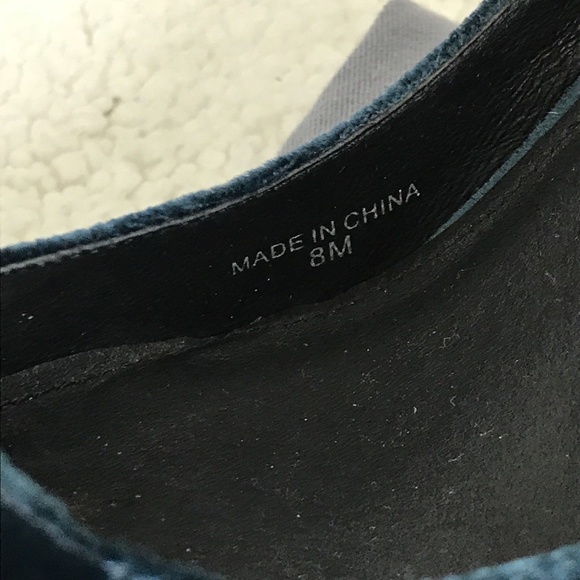 7FAM Peacock Teal Crushed Velvet Patent Wedge Heel - Picture 4 of 8